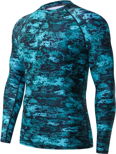Miniatura 8 de HUGE SPORTS Camiseta de protección contra erupciones de manga larga para hombre UPF 50+ con protección UV, de secado rápido, con costuras de Bosque