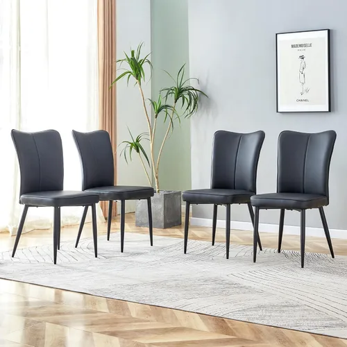 Miniatura 31 de Dining Chairs Set of 6,Kitchen Chairs with Leather Cushions,Modern Dining Chairs with Gold Metal Frame,Dinner Chairs for Kitchen & Dining Room and