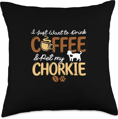 Miniatura 4 de Coffee Lover Chorkie Dog Gifts for Women Dog Mom Divertida almohada para amantes del café, regalos para dueños de Chorkie, perro, mamá, papá, 16 x