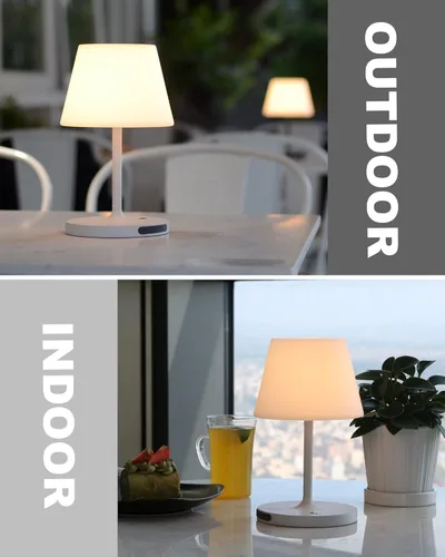 Miniatura 6 de WEILAILUX Lámpara de mesa para exteriores operada por batería, impermeable, lámpara de mesa inalámbrica recargable de 4000mAh, lámpara de escritorio