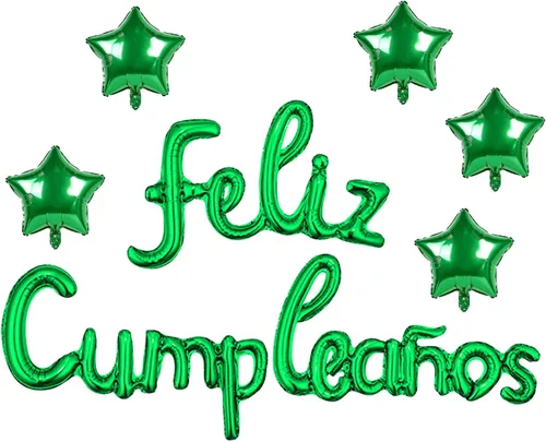 Miniatura 10 de Cartel de globos de Feliz Cumpleanos con 5 globos de estrella temática de fiesta