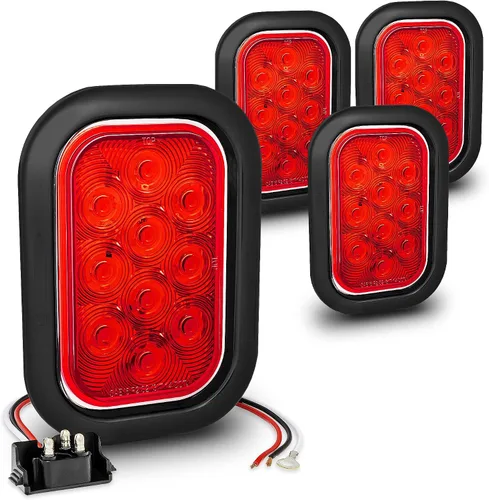 Miniatura 20 de TRUE MODS Kit de 2 luces traseras LED rectangulares rojas de 5x3 3x5 pulgadas [DOT FMVSS 108] [SAE I6 P2 S2 (3) T] [Ojales/Tapones] [Sumergible] Rojo
