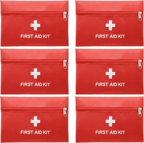 Faylapa 6 mini bolsas vacías de primeros auxilios, mini bolsa vacía de viaje para botiquín de primeros auxilios para viajes, hogar, oficina, Rojo