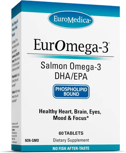 Euromedica EurOmega-3 (60 tabletas) - Potentes ácidos grasos omega-3 + fosfolípidos y péptidos - Absorción superior - EPA y DPA de fuente exclusiva