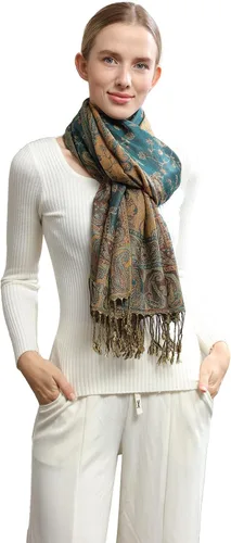 Miniatura 3 de MAOZAN Soft Silky Paisley Pashmina Scarf Reversible Wrap Shawl Tassel