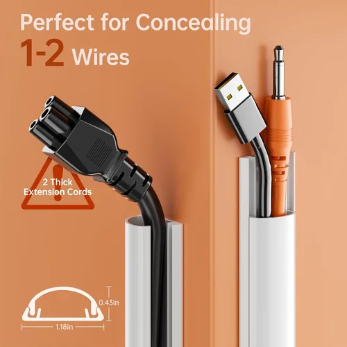 Miniatura 2 de Kit de ocultación de cables Delamu para pared con adhesivo, cubierta de alambre de múltiples funciones, 42.5 pulgadas para ocultar cables en Blanco