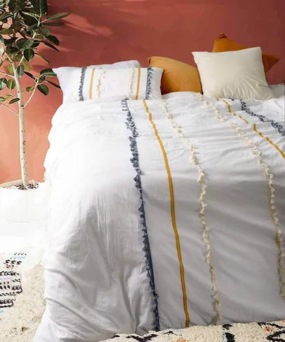 Miniatura 17 de Edredón hippie puro con borlas para dormitorio, manta bohemia con flecos indios, funda de edredón de algodón para mujer con fundas de almohada