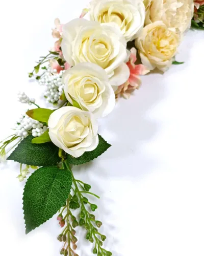 Miniatura 4 de Flores en Arco, OrgMemory Guirnaldas Florales Artificiales, 20 pulgadas de Longitud en Curvatura, Guirnalda Decorativa, Guirnalda de Flores