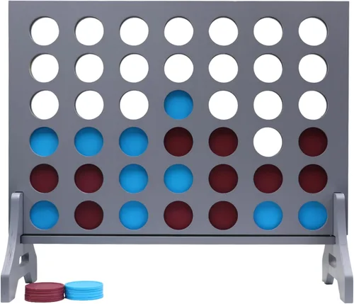Miniatura 7 de Juego gigante 4 en una fila para familia y adultos – Tailgating Pros Jumbo de madera gris cuatro en una fila juego de patio para interiores