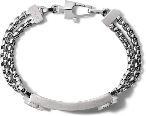 Miniatura 5 de Bulova Men's Precisionist Stainless Steel Double-Chain Link with Knurled Texture ID Plaque Bracelet