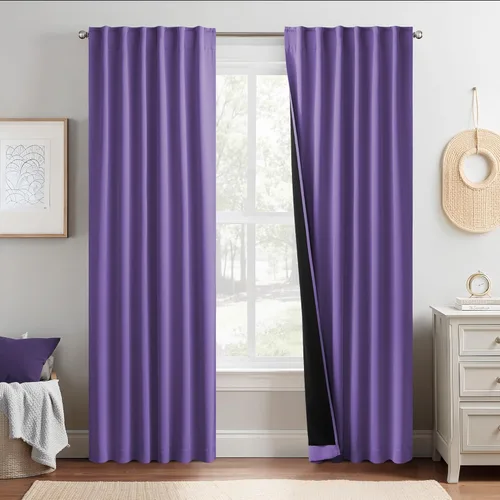 Miniatura 12 de NICETOWN Paneles de cortinas totalmente opacas para dormitorio que reducen el frío, cubiertas de ventana súper gruesas aisladas, cortinas Biscotti