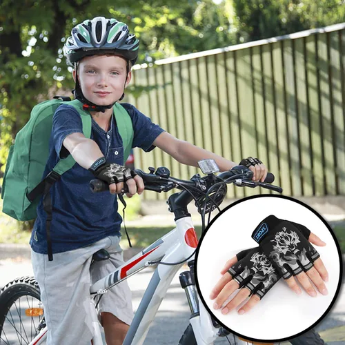 Miniatura 6 de Accmor Guantes de pesca para niños, guantes deportivos para niños, guantes de ciclismo para niños, guantes de medio dedo para ciclismo, camping