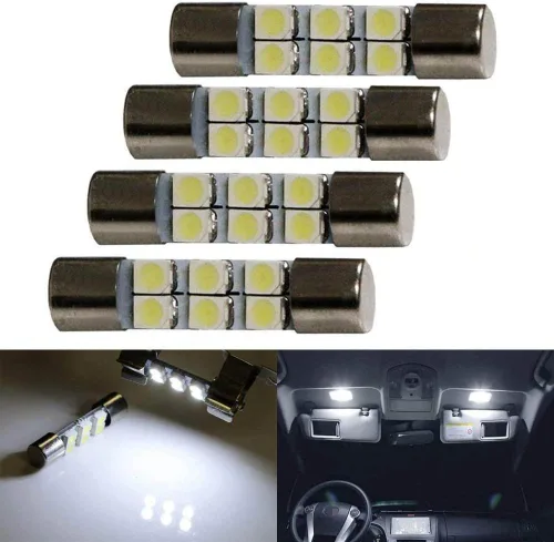 Miniatura 8 de iJDMTOY 6614, focos LED de repuesto blancos 6-SMD (1.14 onzas) para auto. Se colocan arriba de la visera del auto. Paquete x 4 unidades.