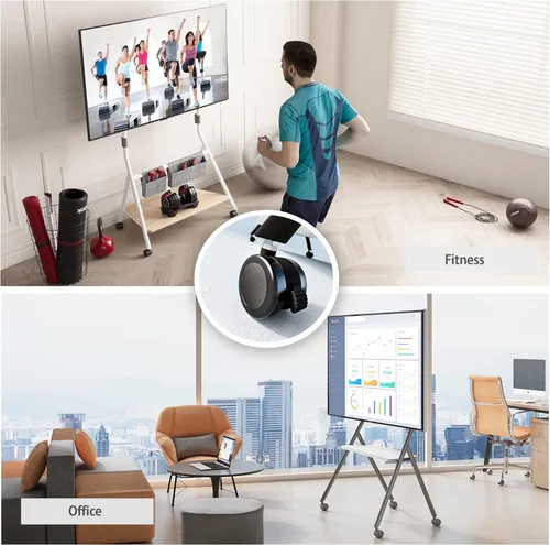 Miniatura 3 de FITUEYES Soporte de TV móvil para TV de 55, 60, 65, 75, 78 pulgadas, soporte de suelo con soporte para oficina, sala de estar, hotel, moderno
