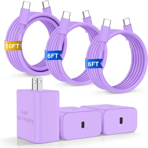 Miniatura 8 de Cargador de carga rápida para iPhone 17 y 16 Pro Max, cargadores USB C súper rápidos para iPhone 17 (6 pies+6 pies + 10 pies) tipo C con bloque