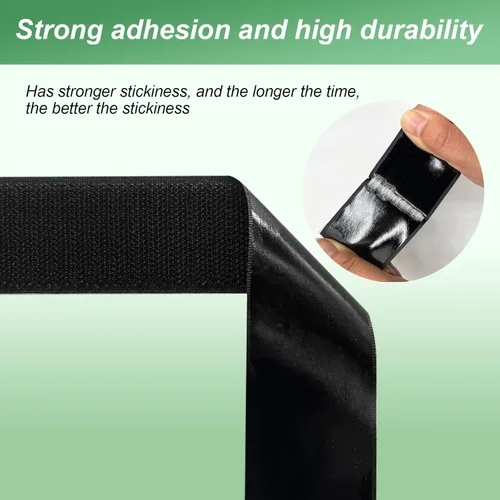 Miniatura 6 de Cinta de velcro adhesiva negra de uso pesado de 1'' × 41 pies, rollo de montaje en pared sin perforación, agarre adhesivo trasero para cojín