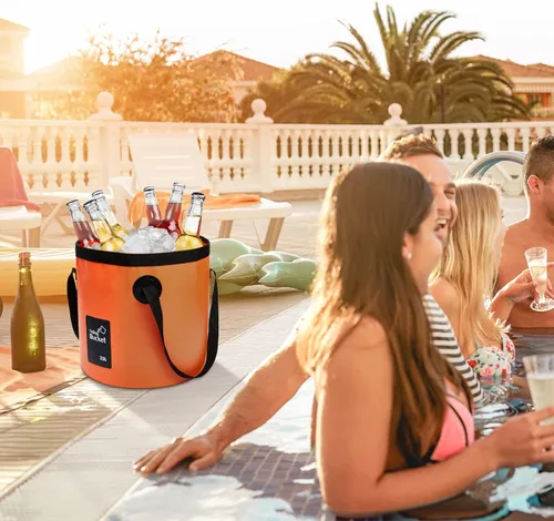 Miniatura 7 de Cubo plegable plegable de 5 galones con asa para camping, pesca, senderismo, para sostener agua, contenedor plegable, bolsa de transporte, multiuso