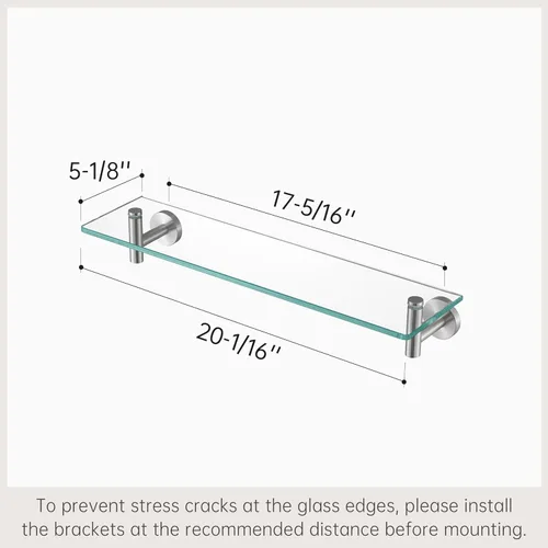 Miniatura 3 de KES A2021 - Estante de 20 pulgadas de cristal templado de 5/16 pulgadas (8 mm) de espesor acabado cepillado