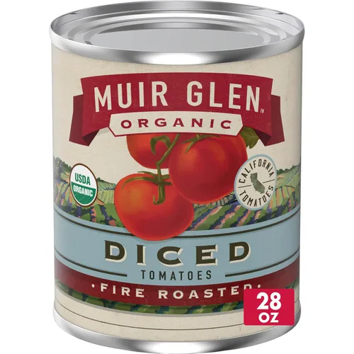 Miniatura 8 de Muir Glen Tomates enlatados orgánicos tostados al fuego en cubitos con chiles verdes medianos, 14.5 oz.