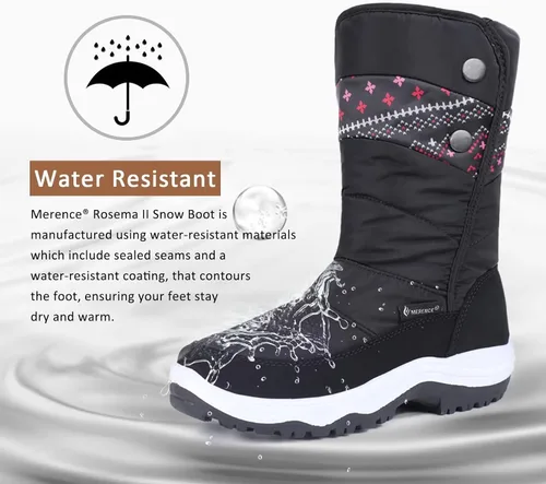 Miniatura 4 de Botas de nieve para mujer, doble invierno, impermeables, forradas con piel, cálidas, antideslizantes