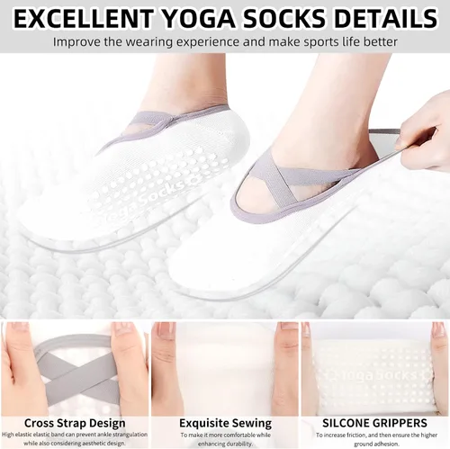 Miniatura 38 de Calcetines de yoga con agarre antideslizante para mujer, talla única, para fitness, deporte, danza de calcetines