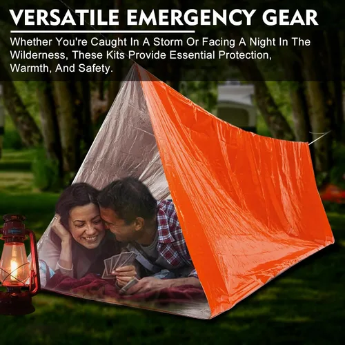 Miniatura 6 de ANLOKE Tienda de supervivencia de emergencia Refugio - Kit de supervivencia para tienda de campaña de tubo de emergencia Mylar para 2 personas