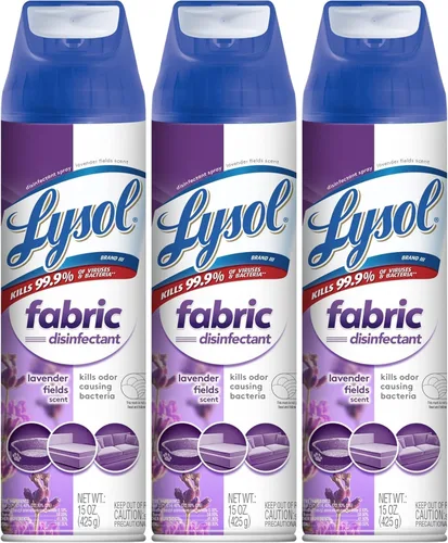 Lysol Spray Desinfectante para Telas, Spray Sanitizante y Antibacteriano, Para Desinfectar y Desodorizar Muebles Tapizados, Lavender Fields 15 Fl.