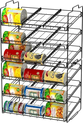 Miniatura 7 de Organizador de latas apilable de Deco Brothers para cocina y despensa, 3 niveles, negro