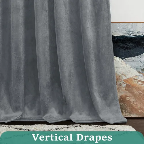 Miniatura 4 de HOMEIDEAS Cortinas opacas de terciopelo gris, 52 x 108 pulgadas, oscurecimiento de la habitación, aislamiento térmico, bolsillo con pestaña trasera