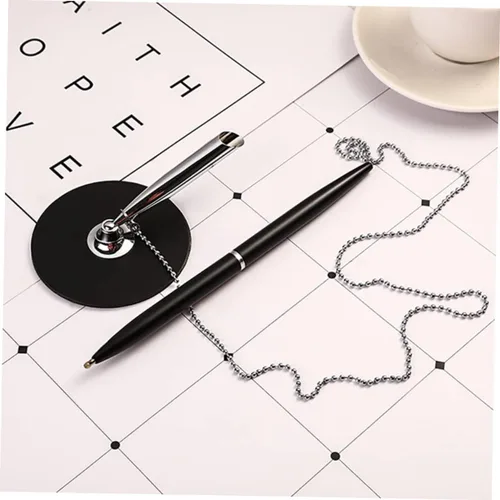 Miniatura 3 de NUOBESTY 2 bolígrafos de escritorio con cadena de bolas, bolígrafos de escritorio, bolígrafos de tinta de gel de seguridad para bancos, oficinas