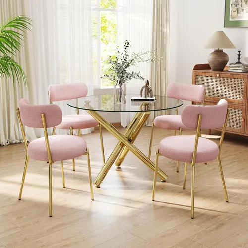 Miniatura 14 de Juego de mesa de comedor redonda de cristal negro para 2, juego de mesa de cocina pequeña y moderna de 36 pulgadas con 2 sillas de comedor tapizadas