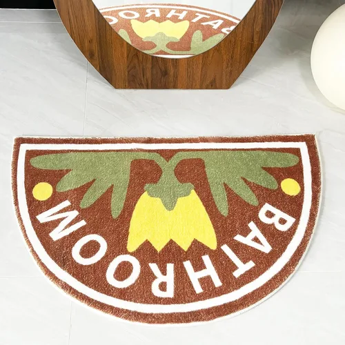 Miniatura 10 de Tapete de baño lavable para baño, 31 x 20 pulgadas, medio círculo, antideslizante, pequeño, absorbente, de secado rápido, alfombra de felpa