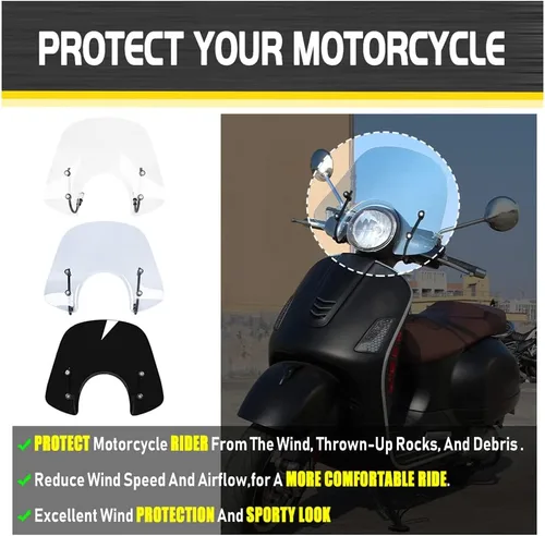 Miniatura 3 de Deflector de Pantalla de Viento para Motos Deportivas y Scooters, Parabrisas para Piaggio Vespa LX 150 125 50 LX125 LX150 LX50 GT200 GT 200 GTS250