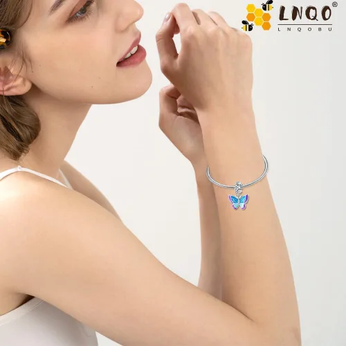 Miniatura 4 de LNQOBU Dijes de plata de ley 925, dijes colgantes de camaleón que cambian de color, que brillan en la oscuridad, se adaptan a pulseras de dijes