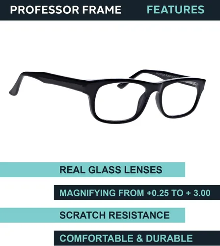 Miniatura 4 de PS PHILLIPS SAFETY PRODUCTS INC. Gafas de lectura de cristal real, marco profesor, 0.25 a 3.00 dioptrías Negro