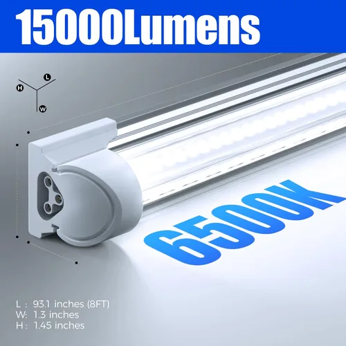 Miniatura 2 de Barrina - Luz de tienda LED de 8 pies, 100 W, 15,000 lm, 6500 K, súper brillante en color blanco, luces LED de tubo en forma de V, luminarias