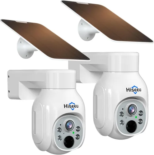 Miniatura 10 de Cámara de seguridad inalámbrica solar Hiseeu, WiFi de 2.4G, visión nocturna Full HD, control de inclinación, detección inteligente de movimiento