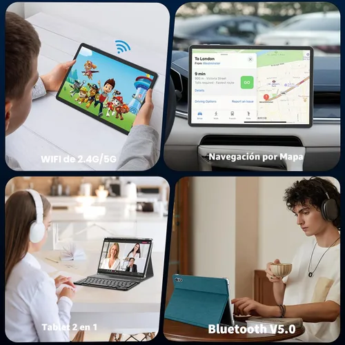 Miniatura 7 de Tablet Android 2026 de 10 pulgadas, tableta Android 15 con teclado, 24 GB+256 GB+2 TB expandir, tabletas 2 en 1 con Gemini AI, 8 núcleos, 8000 mAh