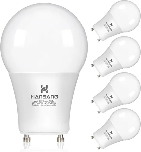 Bombilla LED GU24, luz natural de 4000 K, 9 W (equivalente a 60 W), 900 lúmenes CRI 85+, 2 puntas GU24 A19, base de pasador de bloqueo y giro de 9 W