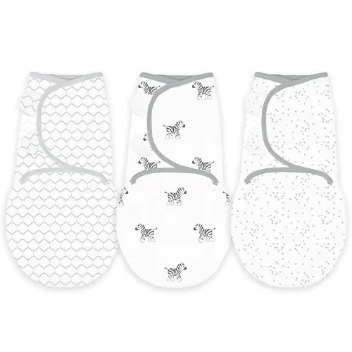Miniatura 7 de Increíble manta para bebé con envoltura ajustable., Pequeña pluma, rayas y sólido., S, Rosado sólido