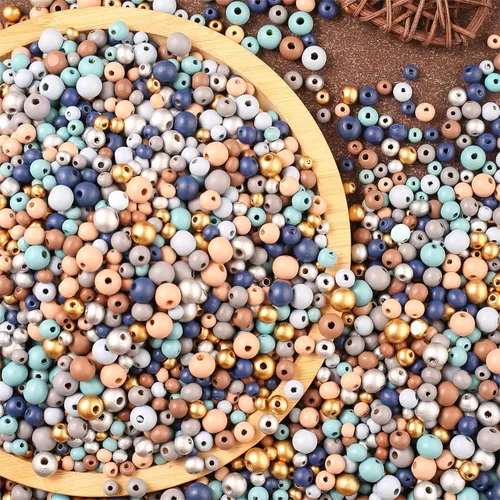 Miniatura 7 de ToBeIT 1000 cuentas de madera de macramé, cuentas redondas de colores de granja para manualidades, fabricación de joyas (azul-0.315 pulgadas)