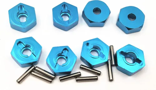 Miniatura 9 de Juego de 8 unidades de aluminio de 0.472 in de rueda hexagonal, adaptador de 0.197 in de grosor con pines de 0.079 x 0.394 in para Redcat Axial HSP