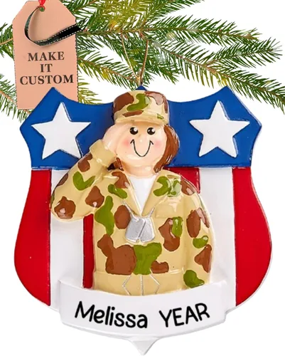 Miniatura 13 de Adorno personalizado de la Fuerza Aérea 2026 Adornos de Navidad militares grabados con láser para árbol Insignia personalizada de la Fuerza