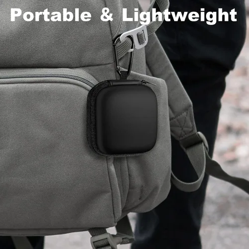 Miniatura 8 de Estuche cuadrado para auriculares, bolsa de almacenamiento portátil de EVA, organizador de accesorios para teléfono celular con mosquetón