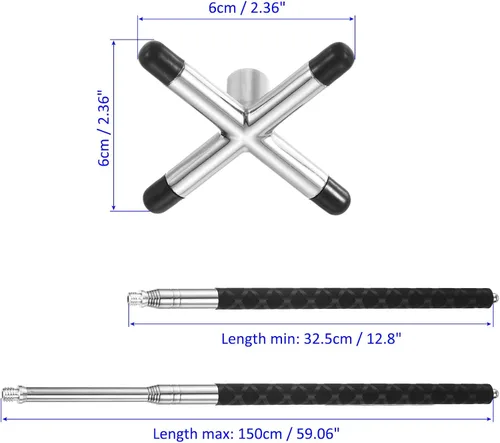 Miniatura 3 de M METERXITY Retractable Billiards Cue Stick Bridge with Removable Brass Bridge Head - EVA Handle Billiards Table Accessory, Apply to Party/Club/Home