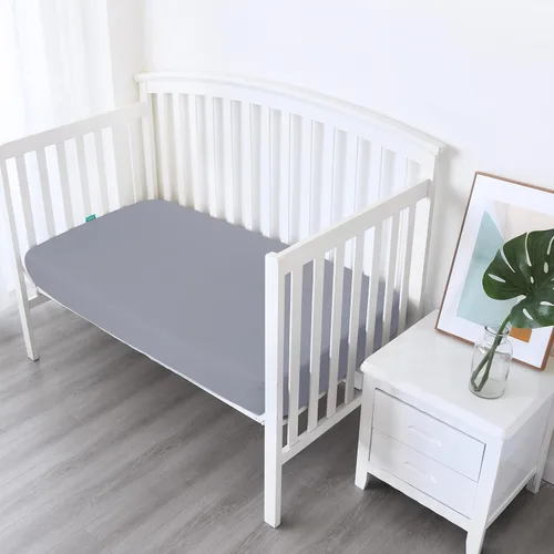 Miniatura 2 de Paquete de 4 sábanas bajeras para cuna para niños y niñas, sábanas transpirables de microfibra suave para bebé, color gris y azul marino