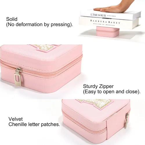 Miniatura 5 de Parima Joyero pequeño para niñas, joyero con iniciales de viaje para niñas, caja organizadora de joyas pequeña, joyero de viaje, organizador