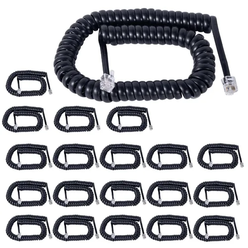 Miniatura 12 de Cable para teléfono celular, paquete de 5 unidades de 6.5 pies sin enrollar/1 pie en espiral para teléfono fijo cable 4P4C, accesorio de teléfono