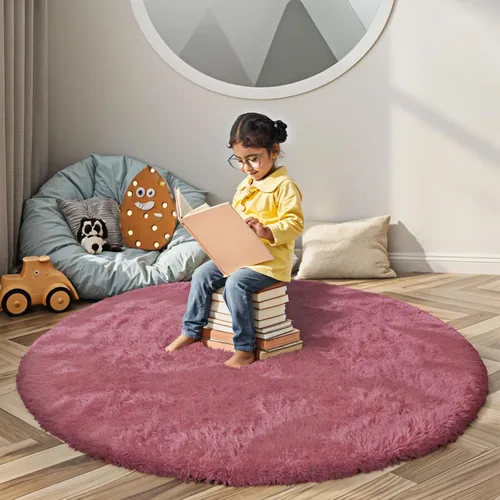 Miniatura 15 de Alfombras circulares súper suaves para niñas, castillo de princesa, tienda de campaña de 5 diámetros, alfombras circulares de área para dormitorio