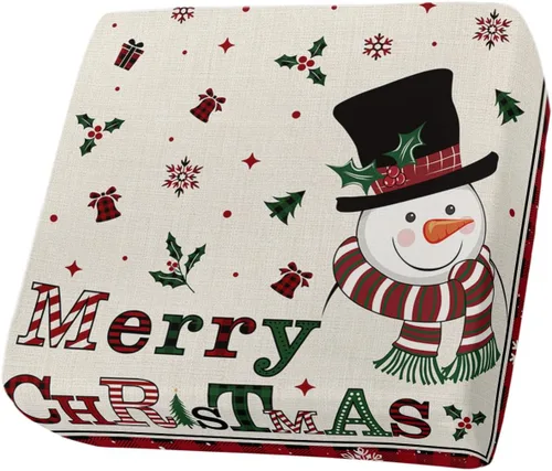 Miniatura 25 de Fundas de cojín para sofá de Navidad con diseño de muñeco de nieve azul, funda elástica para sofá con parte inferior elástica, fundas de sofá